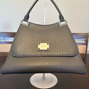 DKNY Gray Textured Leather Top-Handle Satchel